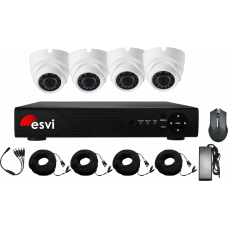 EVK-X4-DLH10B, комплект AHD видеонаблюдения на 4 купольные камеры, 720P, 2.8 мм